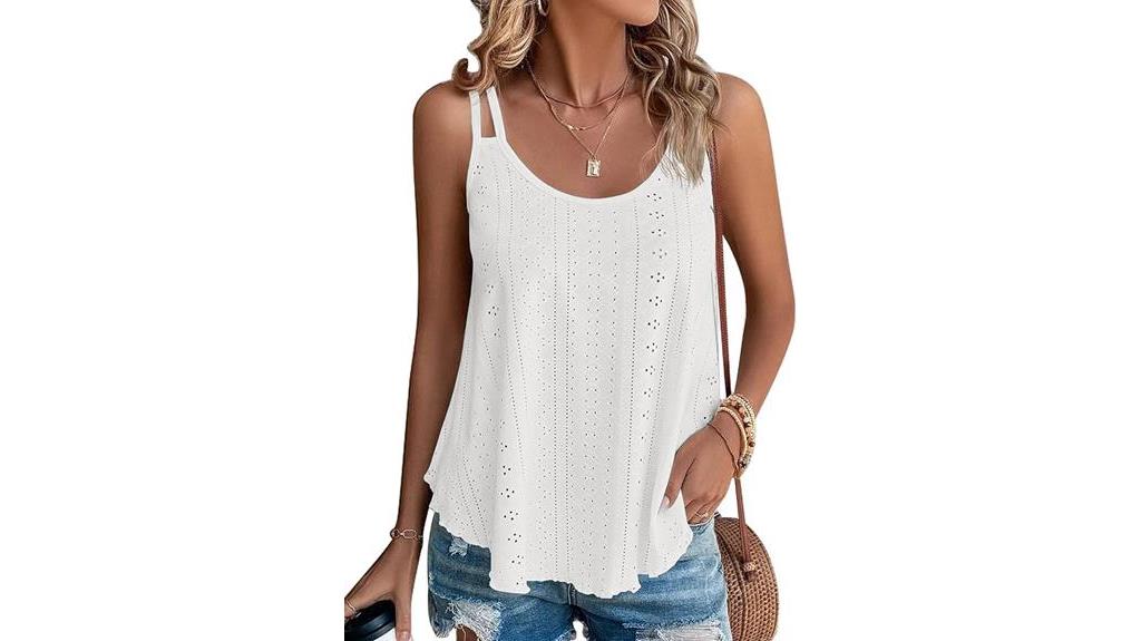 eyelet embroidery sleeveless tank