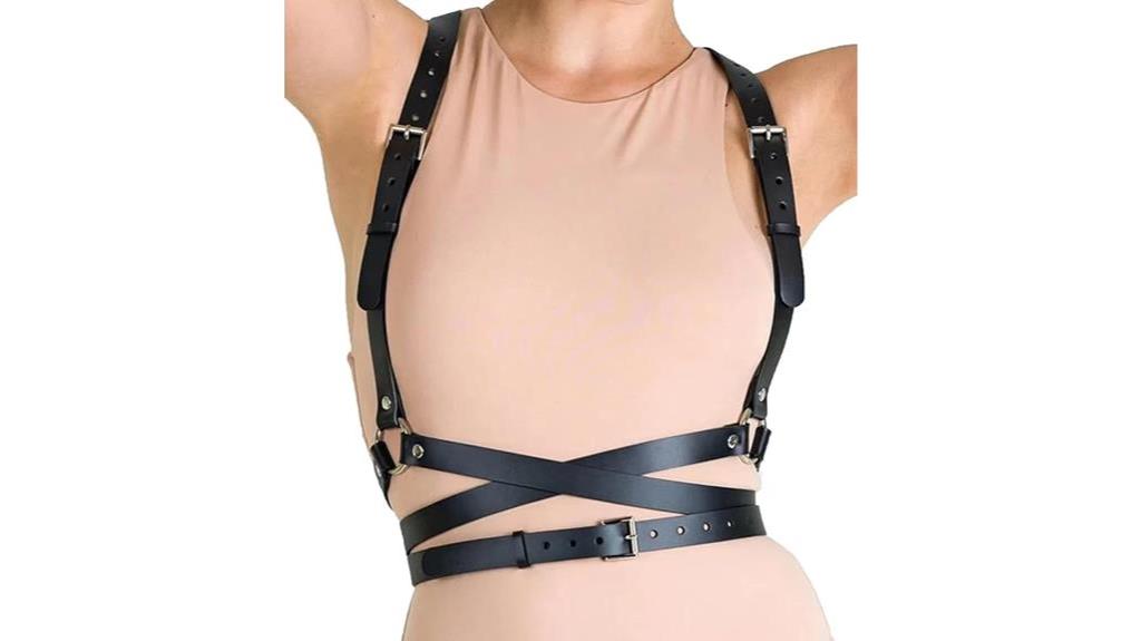 punk black leather harness