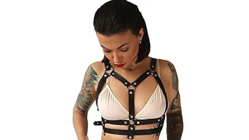 punk black leather harness