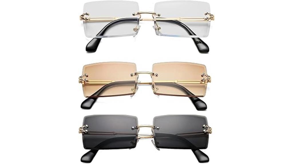 small rimless square sunglasses