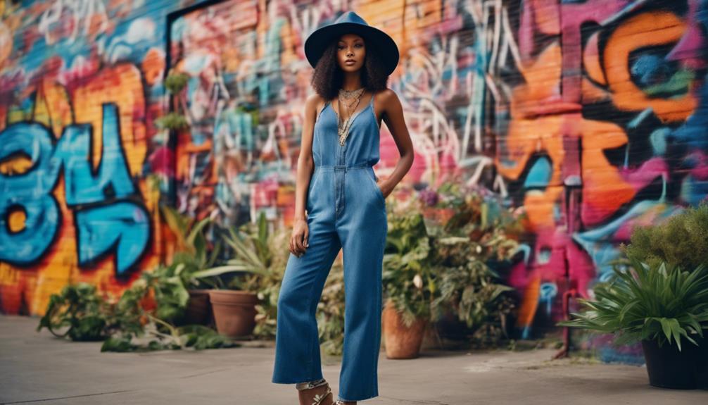 trendy denim jumpsuit styling