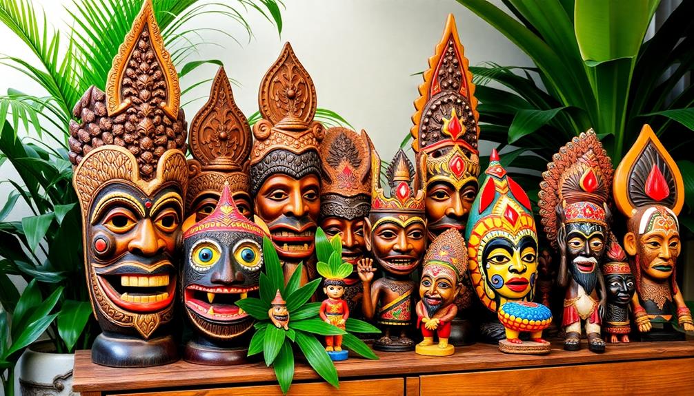 artistic masks and figurines