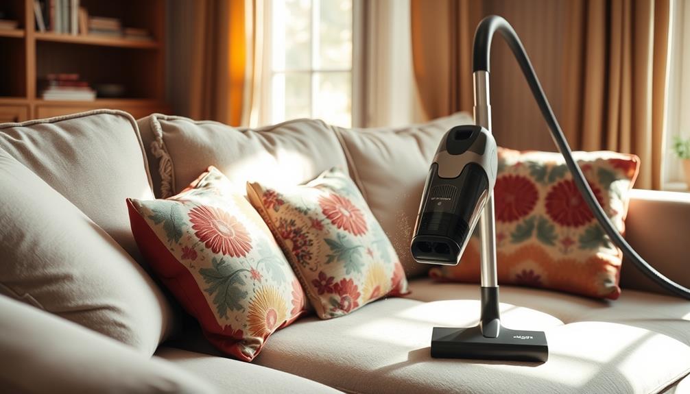 cleaning upholstery with vacuum