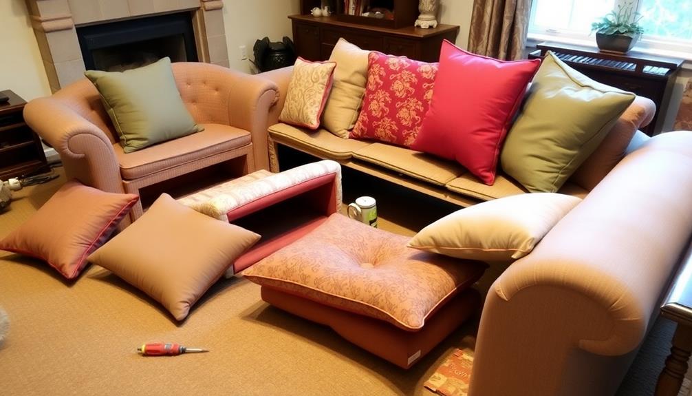 cushions and upholstery removal