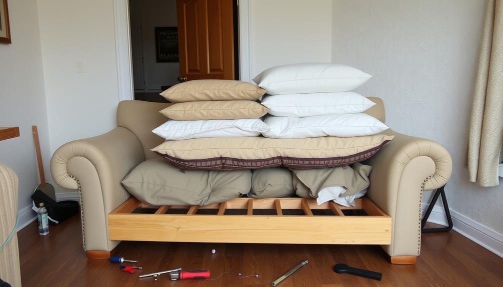 disassemble sofa for doorway