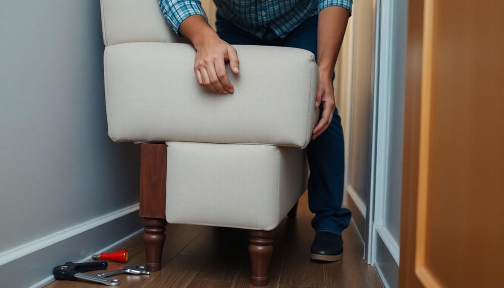 dismantle sofa for doorway