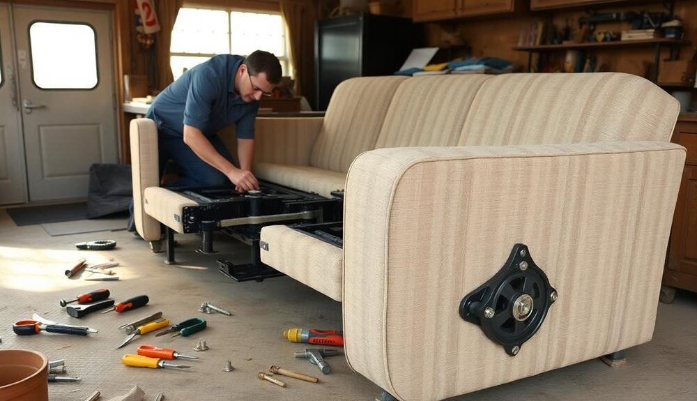 removing rv jackknife sofa