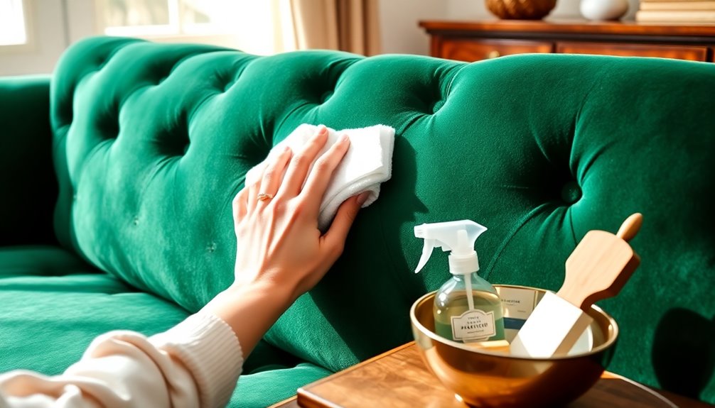 cleaning velvet sofa effectively