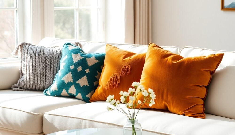 pillow arrangement for sofas