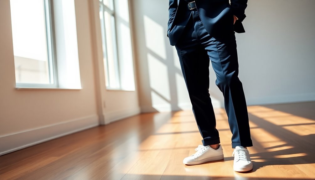 sneakers paired with suits