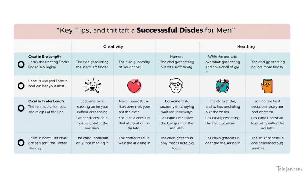 successful tinder bio table showcasing tips for crafting the best profiles