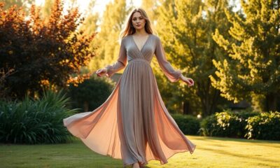 v neck long sleeve dress