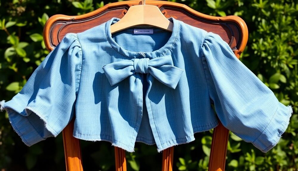 whimsical denim bow blouse