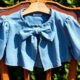 whimsical denim bow blouse