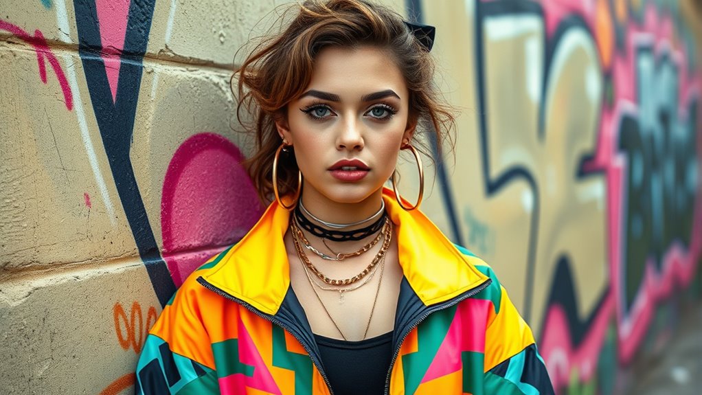 90s chunky jewelry and bold lips