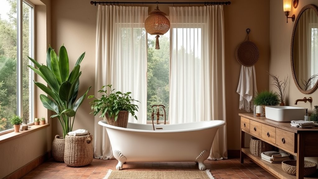 bohemian spa inspired bathroom