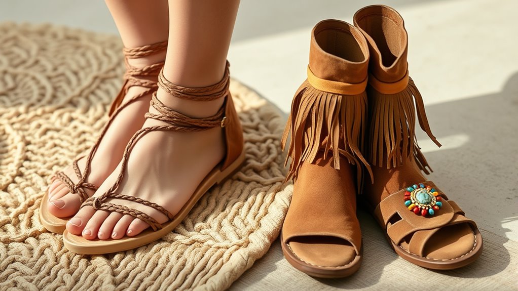 boho handcrafted textured footwear