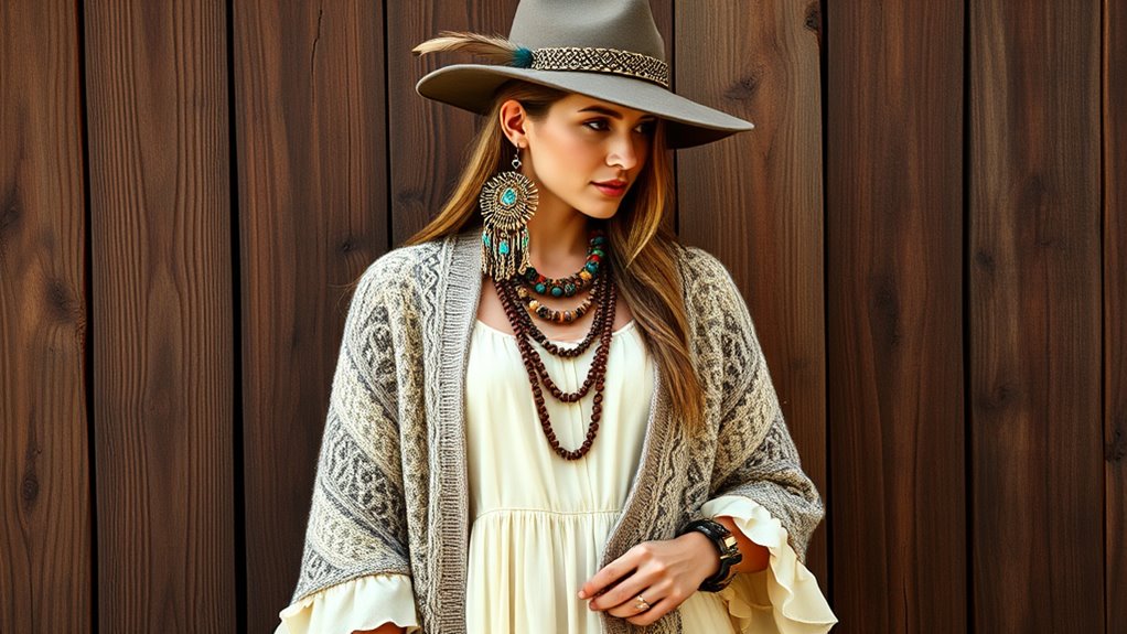 boho winter accessory styling