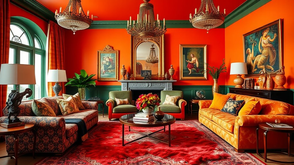 bold colorful layered interiors