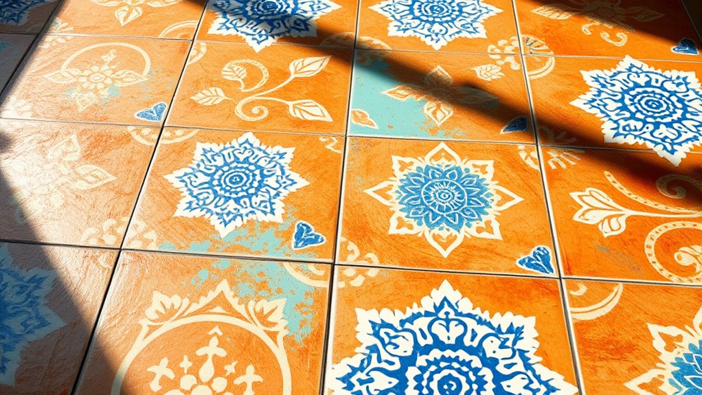bold colorful patterned flooring