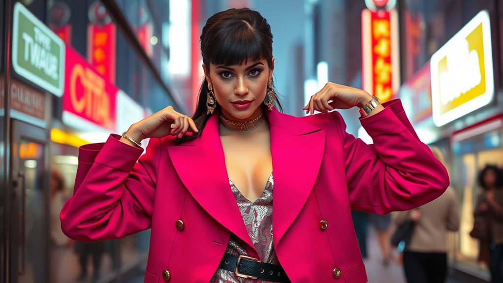 bold empowered 1980s fashion