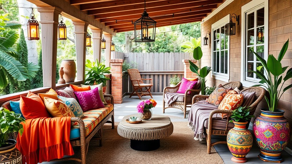 colorful layered textile decor