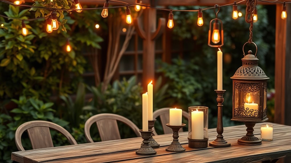 creative lantern and candle arrangements