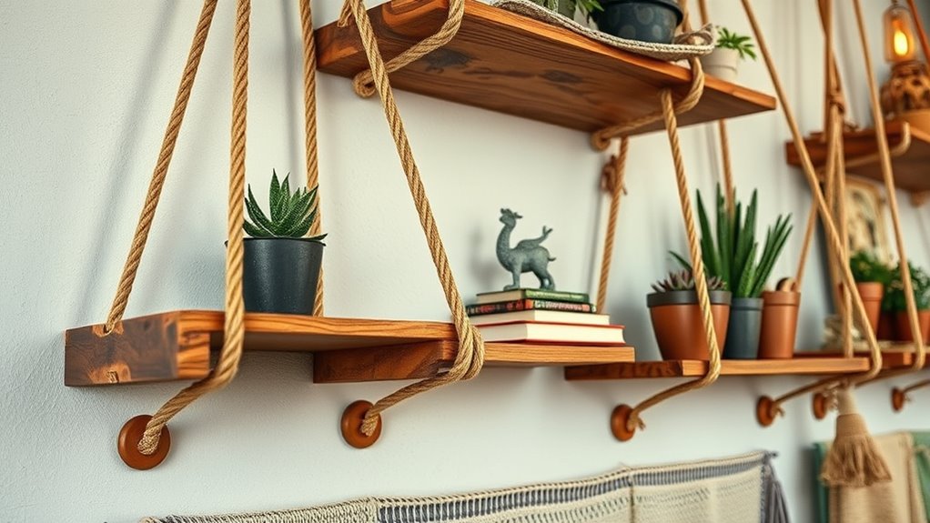 diy rustic hanging wall shelf