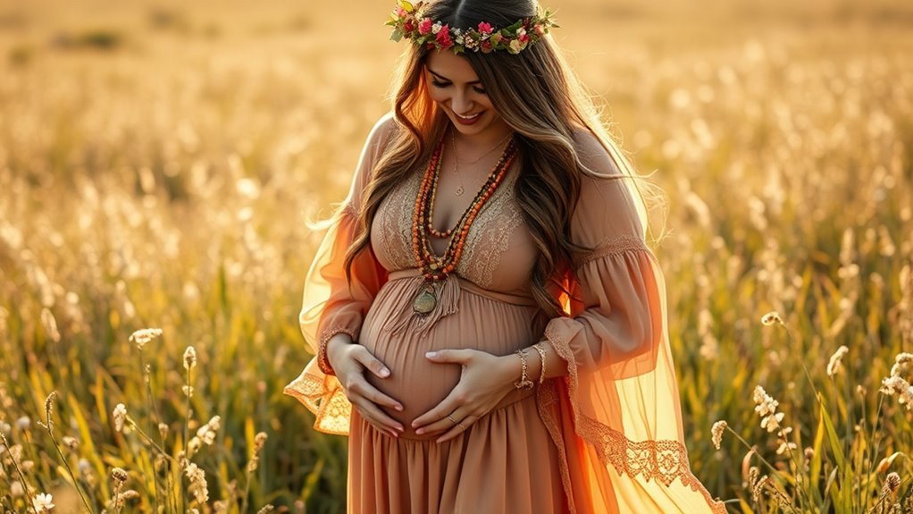 elegant boho maternity style