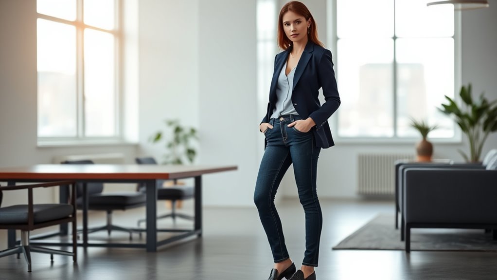 elegant denim office attire