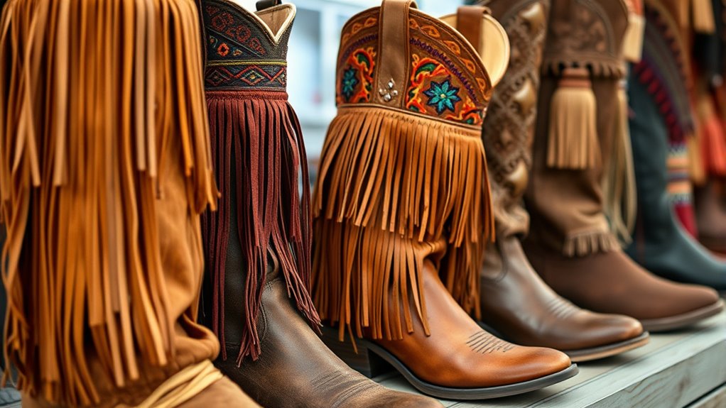 fringed embroidered artisanal boots
