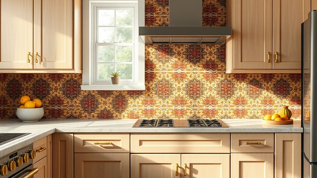 harmonious earthy cabinet accents