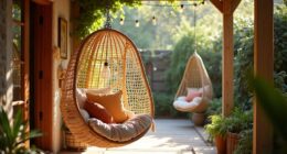 indoor outdoor hanging chair installation