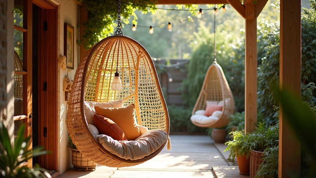 indoor outdoor hanging chair installation