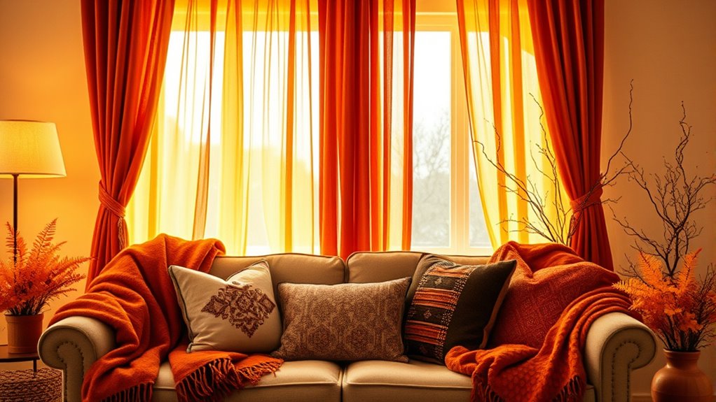 layered autumn window decor