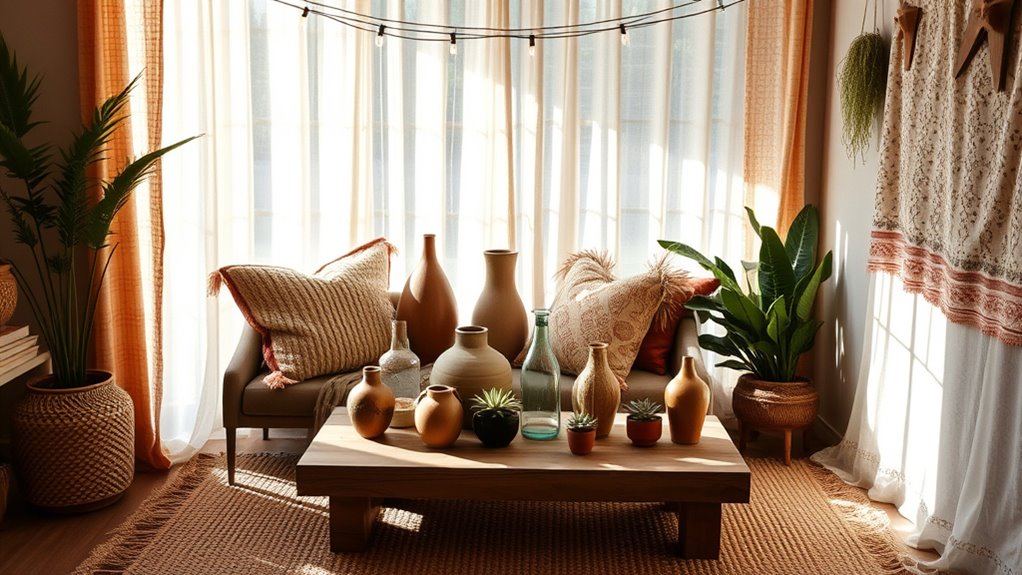 layered boho decor lighting