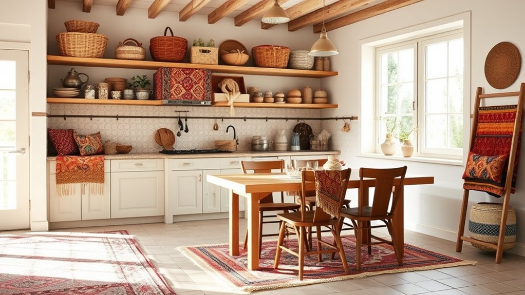 layered boho textural decor