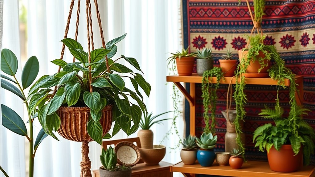 layered eclectic green display