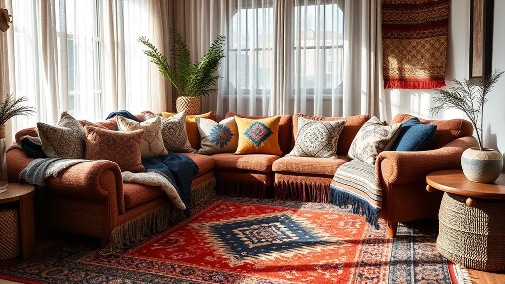 layered textured eclectic rugs