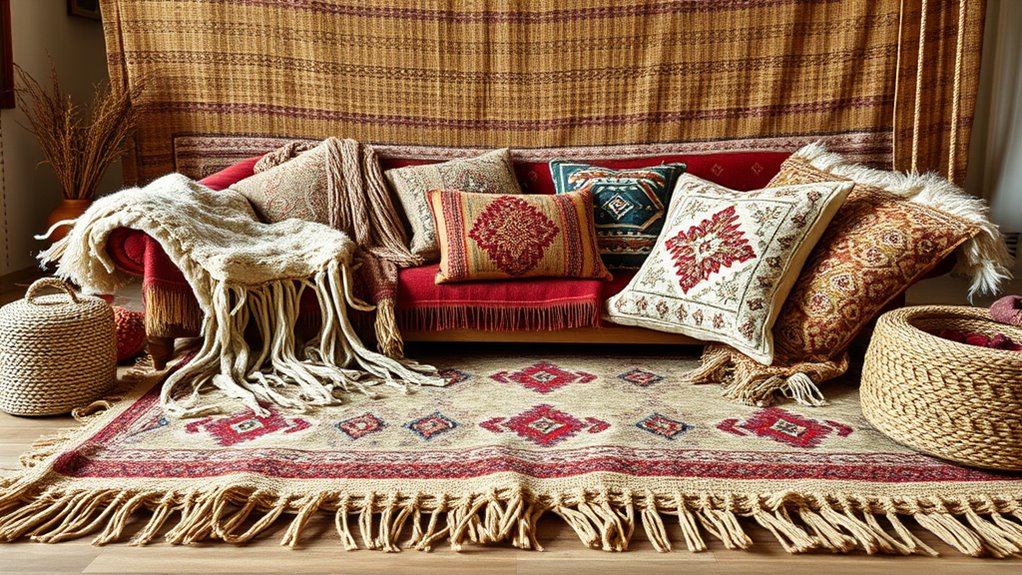 layered textured rugs create depth