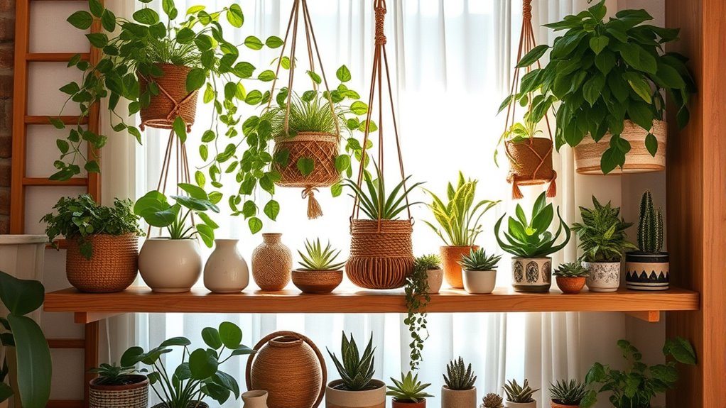layered vertical plant displays