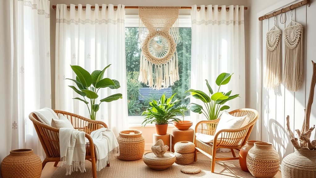 natural textures evoke tropical boho