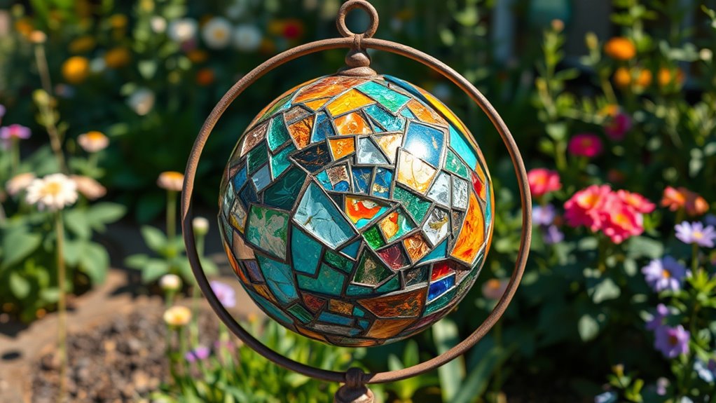 recycled pottery garden globes