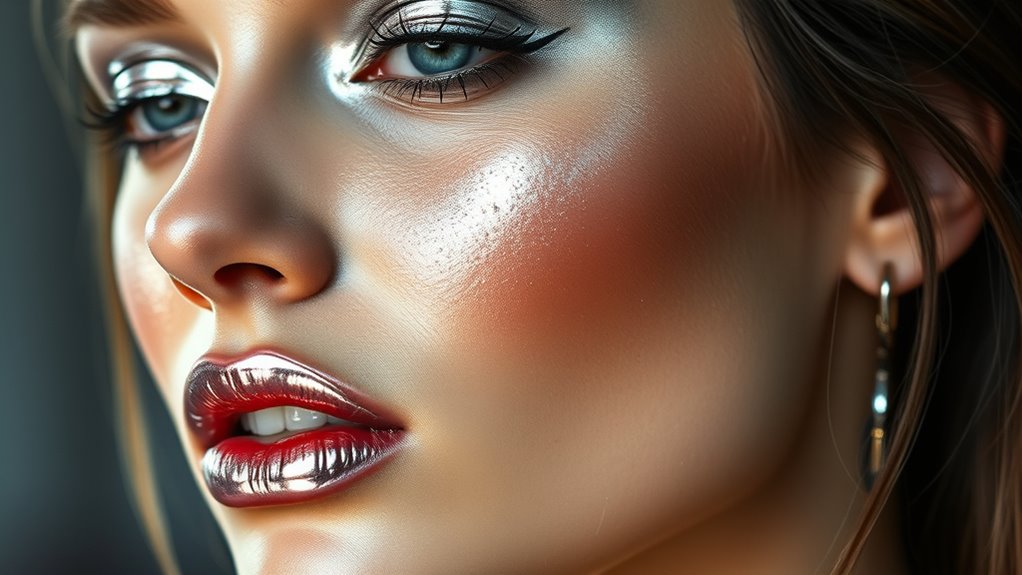 shiny metallic chrome accents