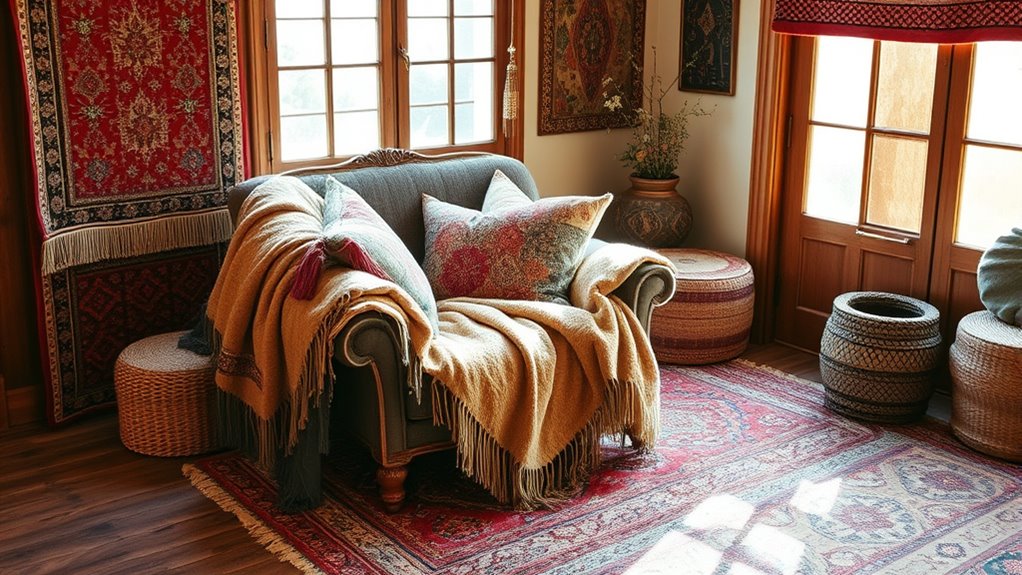 textiles enhance boho decor