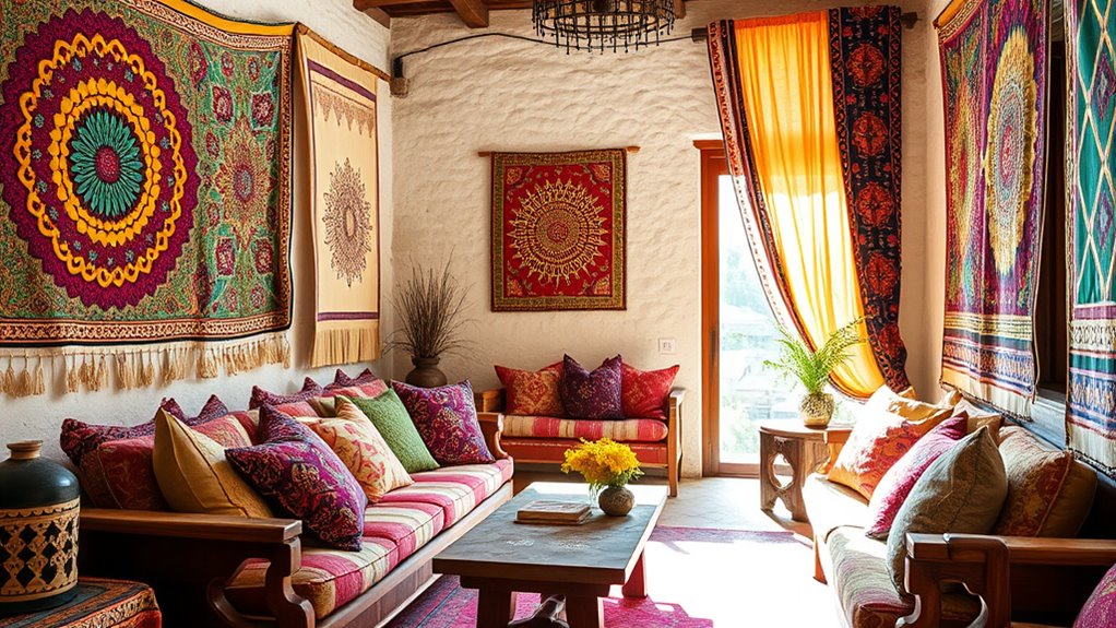vibrant textiles and mandalas