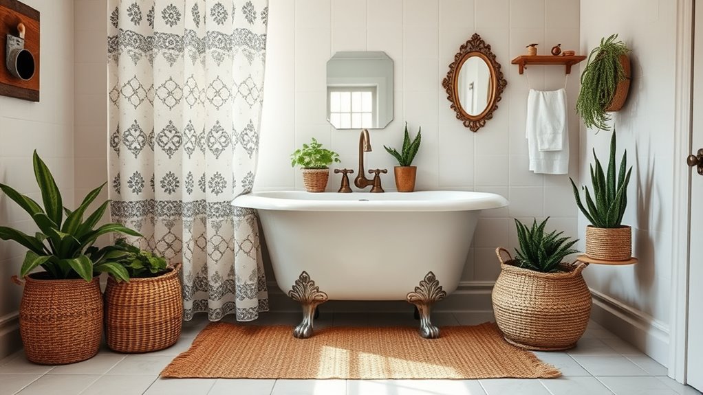 wicker baskets enhance boho style