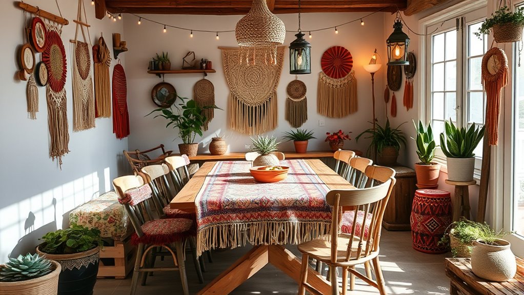bohemian inspired dining space