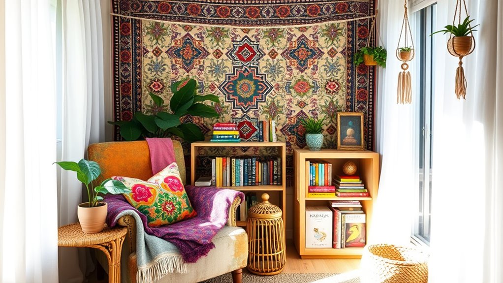 boho decor with textured art