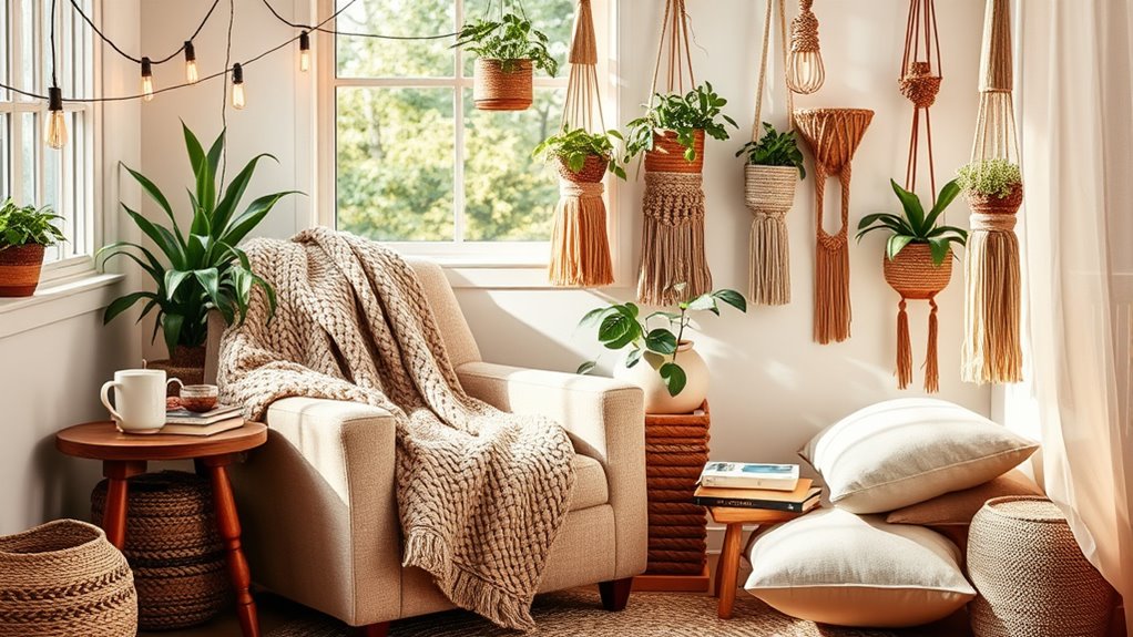 boho inspired reading nook